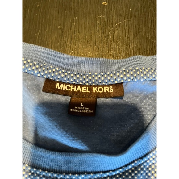 Michael Kors Men's‎ Blue Polka Dot Print Short Sleeve T-Shirt - Picture 2 of 6